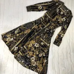 ZARA BASIC❣️花柄・チェーンデザイン ロングワンピース✨️S