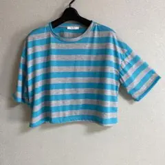 Tres Bien(トレビアン) 青とグレー ストライプ Tシャツ　未使用