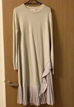 DANBOU フリル付きニットワンピース ベージュ