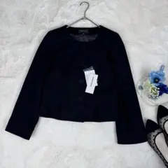 新品　QUEENS COURT　ノーカラーペプラム　ウールジャケット　フォーマル