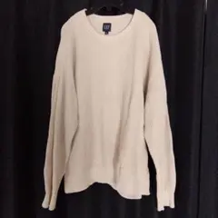 GAP リブ編み ニットセーター L クリーム色/ギャップメンズセーター