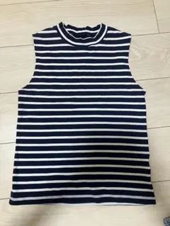 ストライプ ノースリーブ ハイネック トップス GU 即購入ok