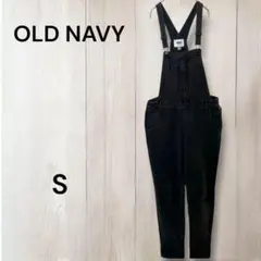 オールドネイビー デニムオーバーオール　ジーンズ　ブラック　古着　カジュアル　S