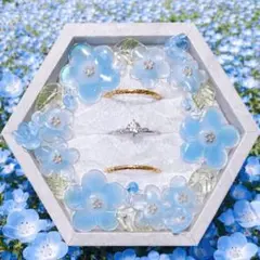 新作　NO.184 ネモフィラのお花畑リングピロー