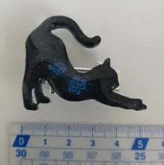 猫シルエットヒガンバナ柄 帯留め【出品限り】ノビ