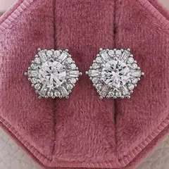 ⭐︎六角形 モアサナイト シルバー キラキラピアス