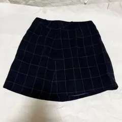 美品】七里 shichiri 紺xグレー緑ラインチェック キュロット 110
