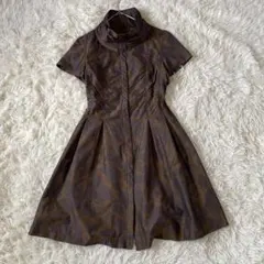 GIANNI LO GIUDICE ブラウン系 半袖 ワンピース スタンドカラー