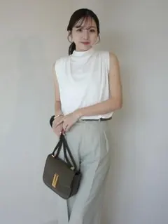 現行品 anuans トリアセギャザードレープカットトップス ピンク 