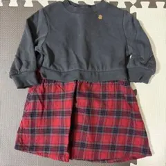 アプレレクール　グレー×赤チェック ワンピース　80