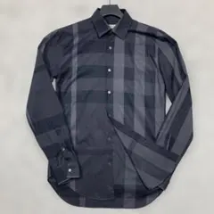 極美品 バーバリーロンドン 長袖シャツ メガチェック Sサイズ グレー 金タグ