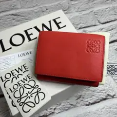 ロエベ✨リネントライフォールドウォレット アナグラム 三つ折り財布 本革