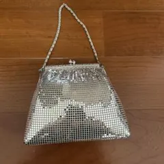 シルバー ビジュー装飾 パーティーバッグ