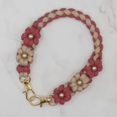 ハンドメイド ハンドストラップ スマホ チャーム パラコード 花x5 HS342