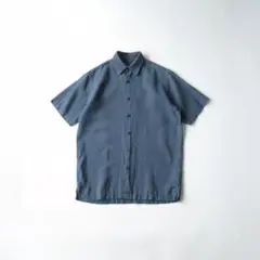PERRY ELLIS ペリーエリス 00s 半袖リネンシャツ 紺　Sのサムネイル