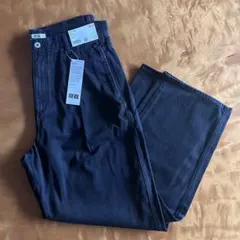 ユニクロU デニムタックパンツ ブラック ウエスト30 新品タグ付き