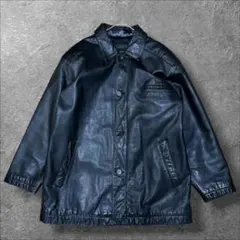 カーコート 本革 レザー real leather ブラック メンズ 古着