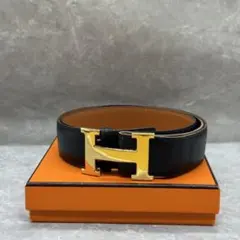 箱付】エルメス Hベルト コンスタンス リバーシブル 70 黒 茶 シルバー
