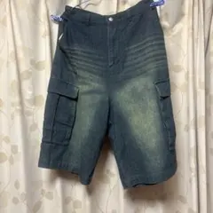 カーゴショートパンツ ダークブルー デニム