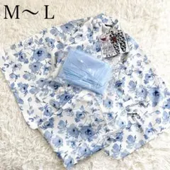 M〜L♡浴衣　花柄　3点セット　水色　白　ワンピース　羽織　帯　レディース　新品のサムネイル