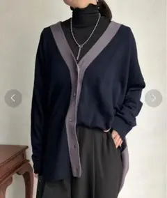 【WEB限定】ACUTA 配色ポンチョカーディガン長袖 トップス　ゆったりのサムネイル