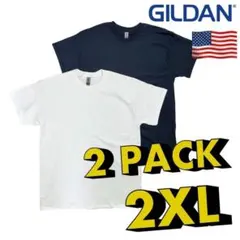GILDAN Tシャツ 2XLサイズ 白黒各１枚 2枚セット 新品 無地 半袖