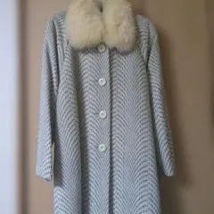 アンゴラ混 グースファー襟 コート サイズ11