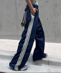 etsintaリメイクトラックジャージーパンツ　ネイビー