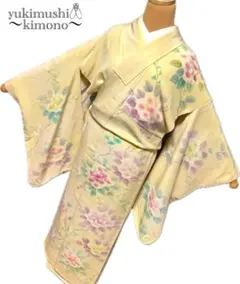 PP10149 着物 訪問着・付下げ 袷 薄黄色 ピンク 対象身長～151cm