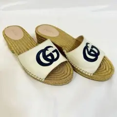 GUCCI エスパドリーユ サンダル GG ホワイト ウェッジのサムネイル