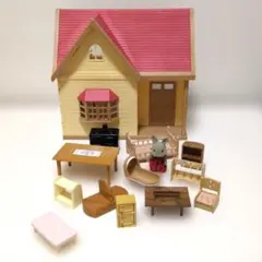 ③シルバニアファミリー 赤い屋根のお家 家具 人形セット