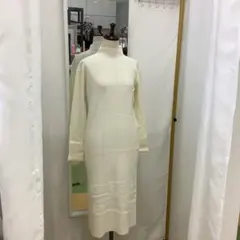 アイボリー リブ編み タイトフィット ワンピースS137
