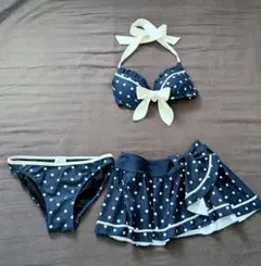 ビキニ　上下３点セット　ネイビー　ドット