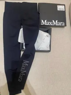 MaxMara ブラックレギンス ロゴ入りM