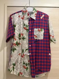 Karl Helmut カールヘルム さくらんぼ柄 チェック柄半袖シャツ L