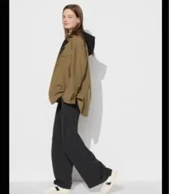 む*こ様 ユニクロ クレープジャージーストレートパンツ 　丈長めL ブラック