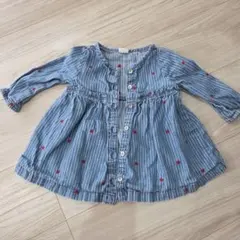 gap 70cm デニムトップス　ハート刺繍　長袖