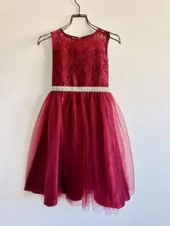 キャサリンコテージ　ボルドー　バーガンディ レースドレス 130cm