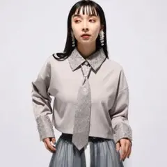 HARE】 イソザイネクタイツキショートシャツ ブルーグリーン×レース 