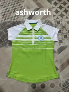 ashworth★ボーダー黄緑ポロシャツ Lサイズのサムネイル