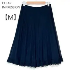 クリアインプレッション/膝丈プリーツスカート/M/黒/レース/ラメ/大人上品のサムネイル