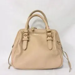 ベージュ レザー ハンドバッグ ゴールド金具