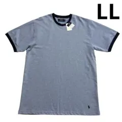 ポロラルフローレン 裾ロゴ リンガー Tシャツ LL 霜降りブルー 紺 水色のサムネイル
