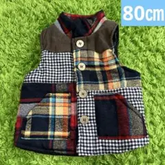 チェック柄ダウンベスト 80㎝　ベスト　ダウン