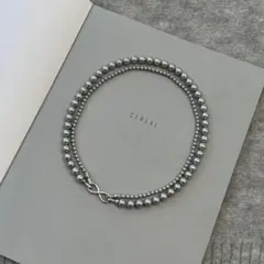 【セール】パール ２連ネックレス シルバー グレー 4way 8mm 冠婚葬祭