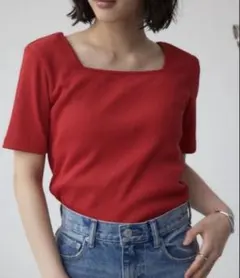 AZUL BY MOUSSY 2WAYドライタッチリブトップス　レッドのサムネイル