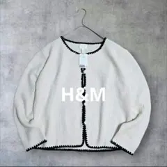 【H&M】ブランケットステッチ カーディガン ホワイト M