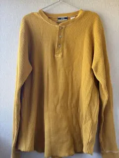 80's #gap ヘンリーネック#長袖カットソー Lサイズ マスタード