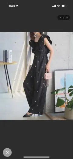 【KOBE LETTUCE】フラワー刺繍オールインワン サイズ：M