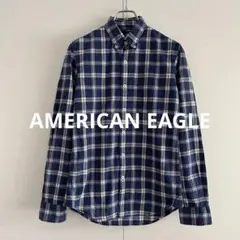 アメリカンイーグル チェックシャツ XS(S相当) ブルー ボタンダウン